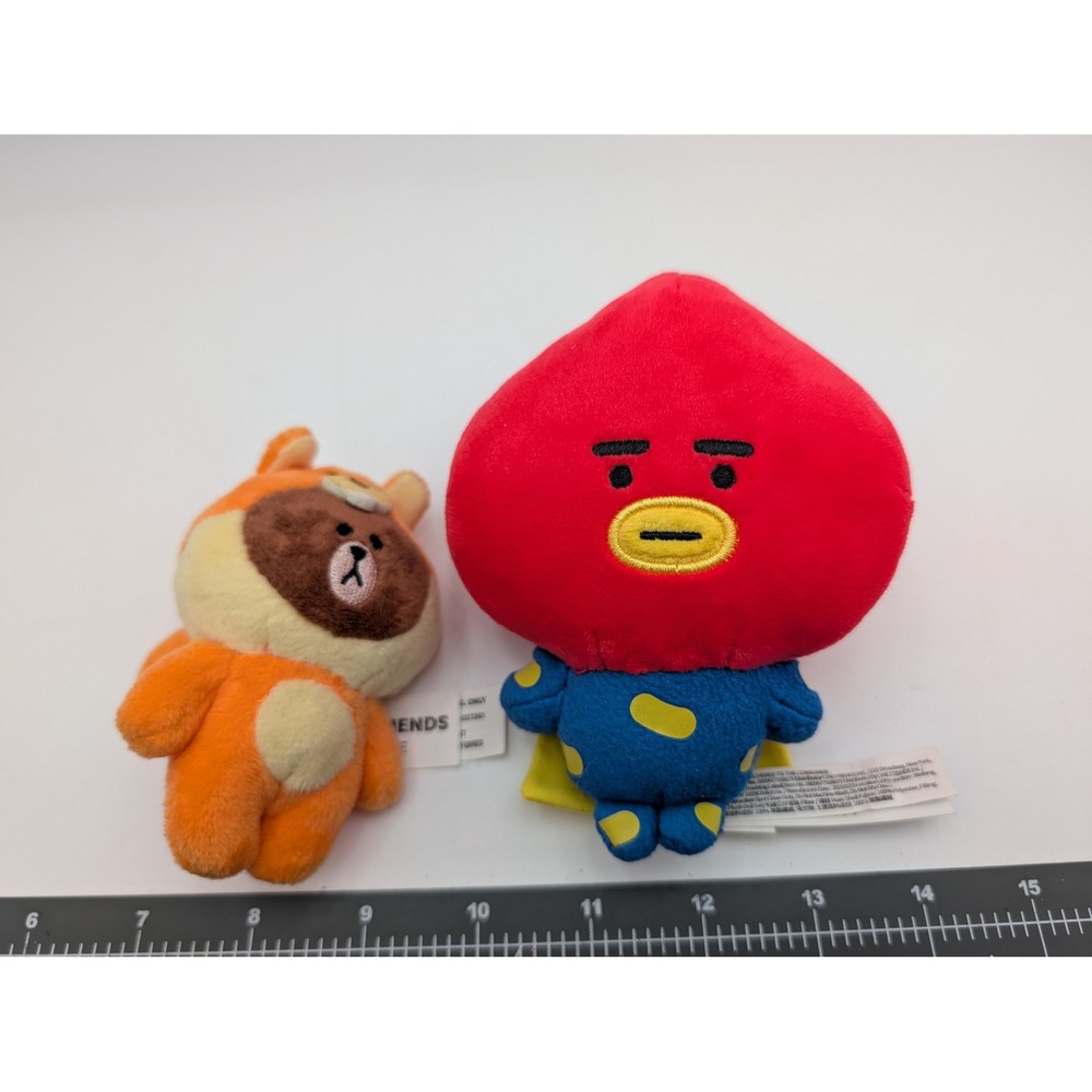 Line Friends BT21 Gund Tata Plush Lot Red Brown Bear Orange